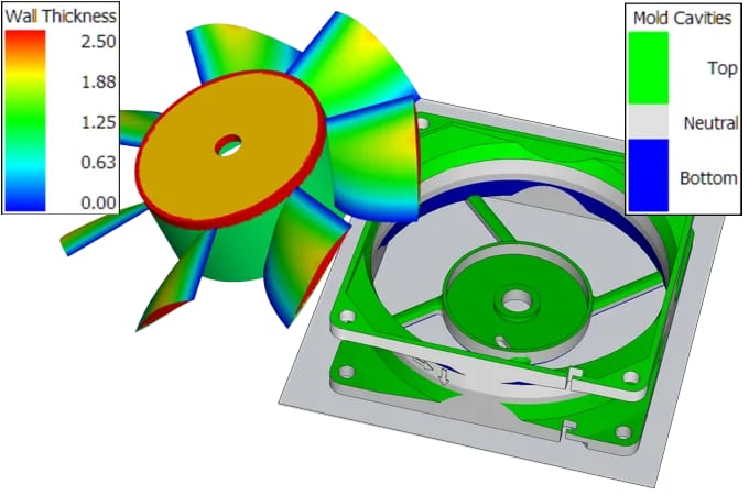 Die Anzeige von Heatmaps für Wandstärken und Ausformung im 3D-Tool CAD-Viewer
